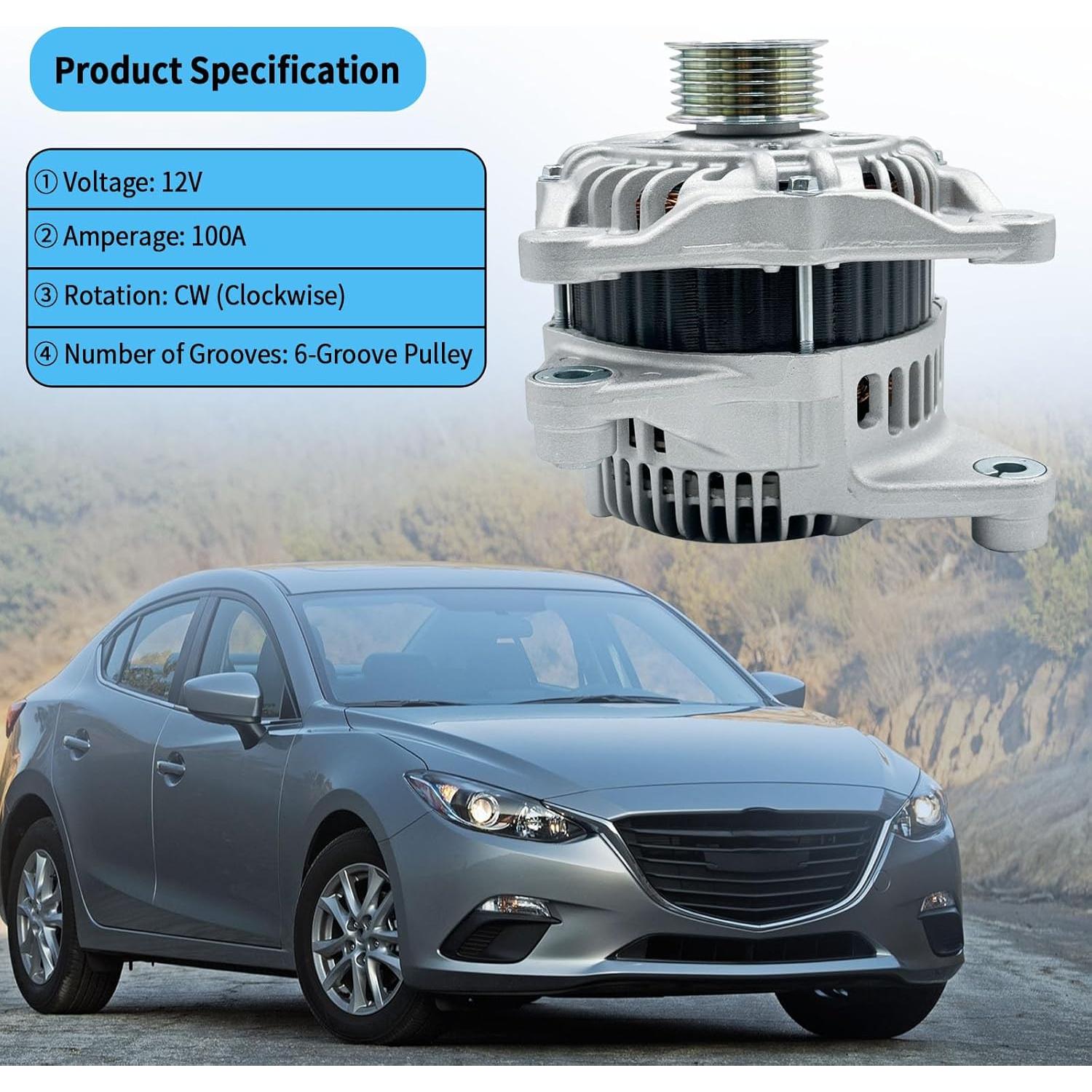 Alternador 12V 100A BZJUNQI Compatible Mazda y Toyota