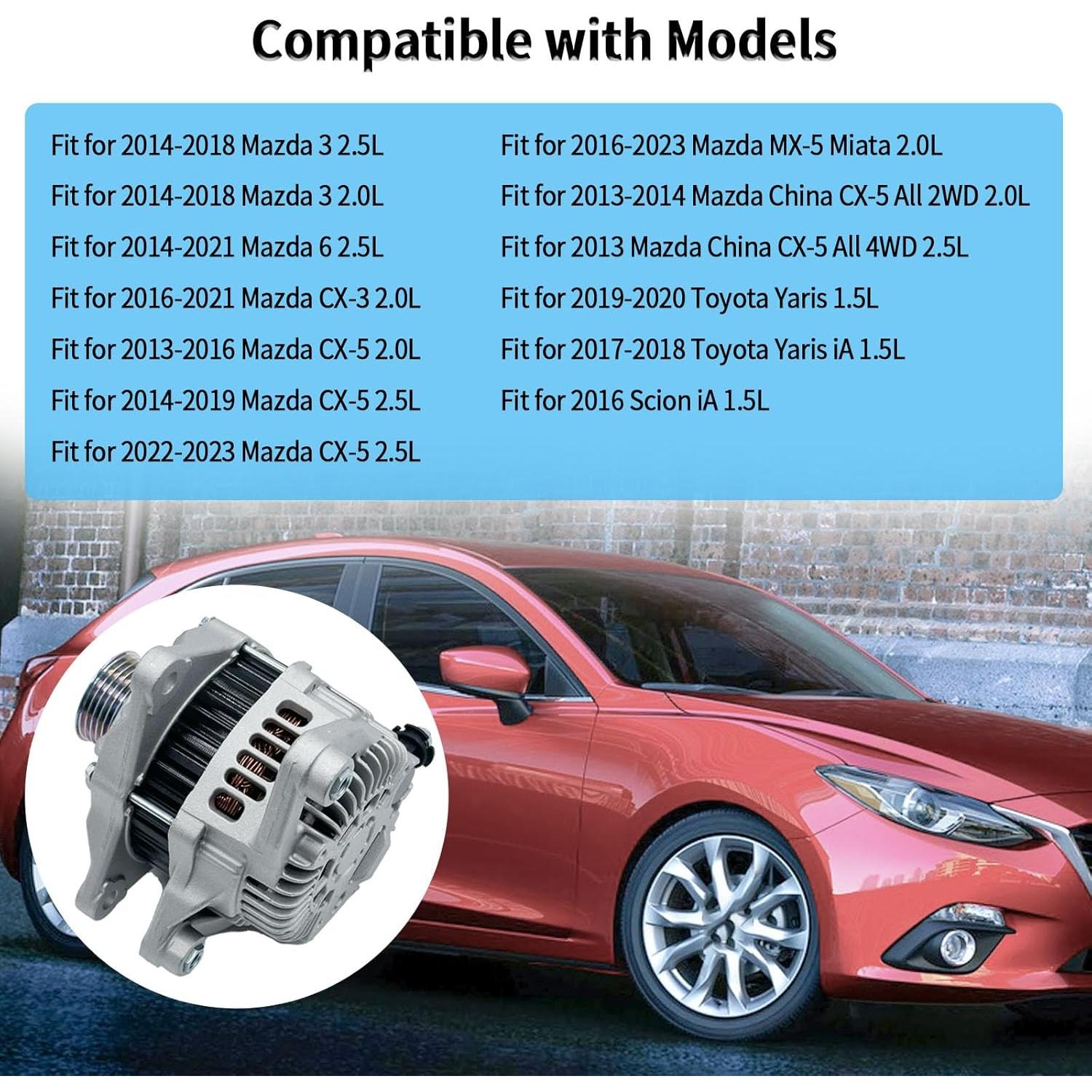 Alternador 12V 100A BZJUNQI Compatible Mazda y Toyota
