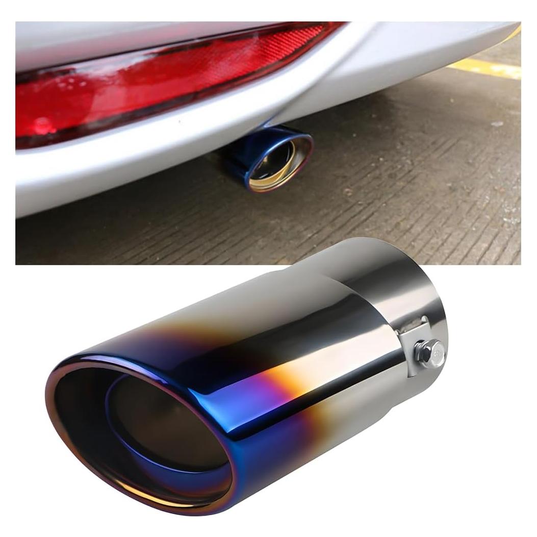 Punta de Escape Automotriz KHGUZ Acero Inoxidable Azul 14cm