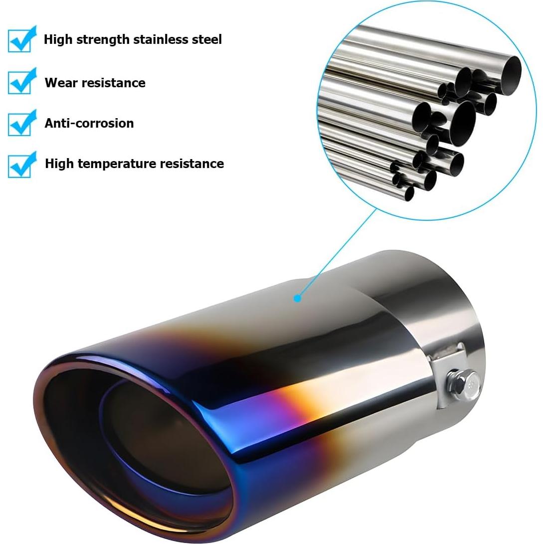 Punta de Escape Automotriz KHGUZ Acero Inoxidable Azul 14cm