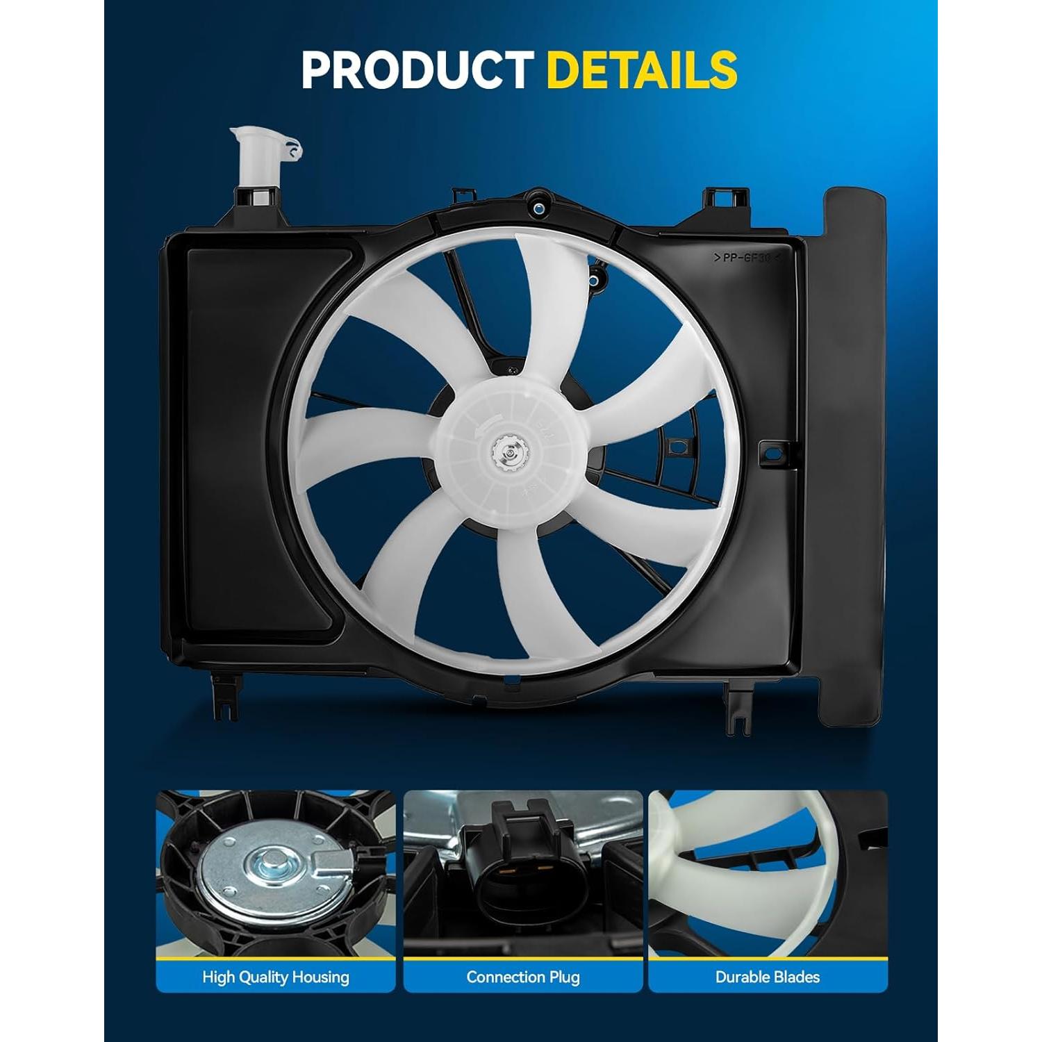 Ventilador de Enfriamiento Radiador PHILTOP para Toyota Yaris 2007-2019