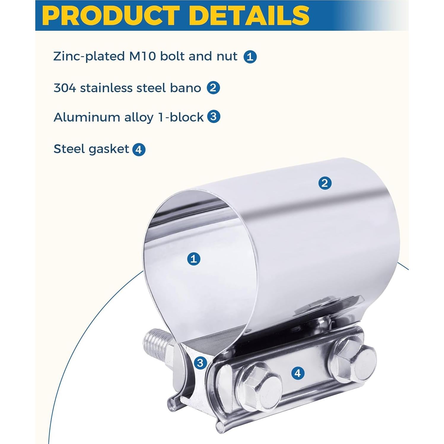 Abrazadera de Escape UBOG 6.99 cm Acero Inoxidable