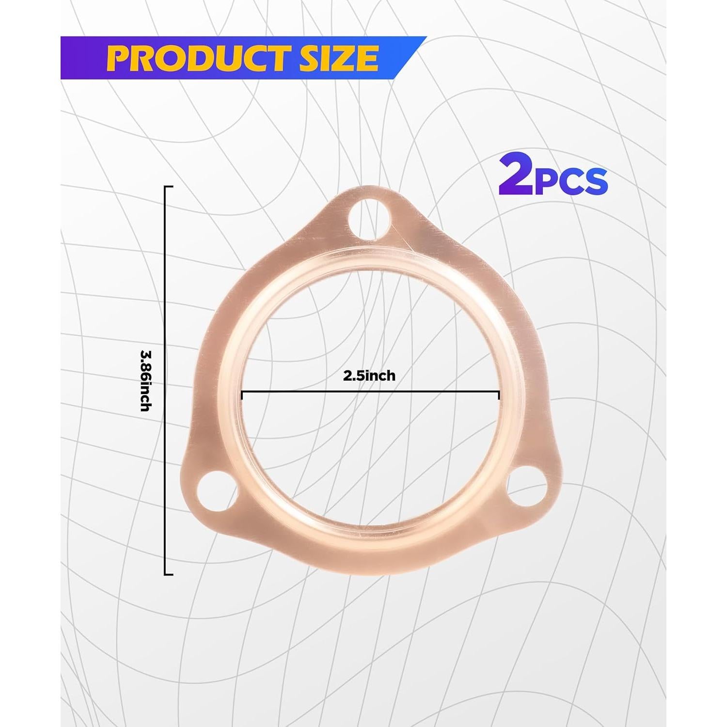 Junta de Flange de Escape Cobre SCUARI 76 mm 2 Piezas