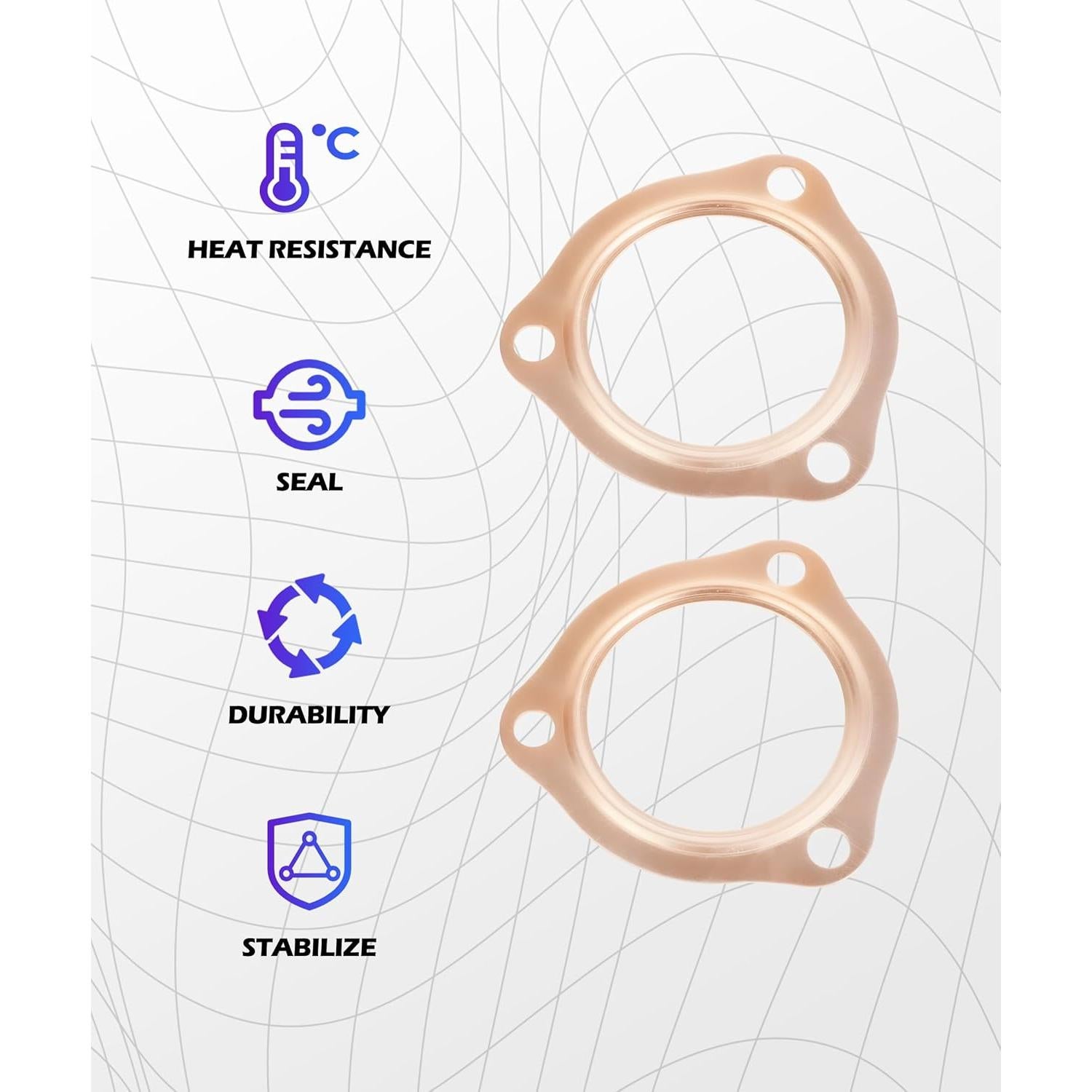 Junta de Flange de Escape Cobre SCUARI 76 mm 2 Piezas