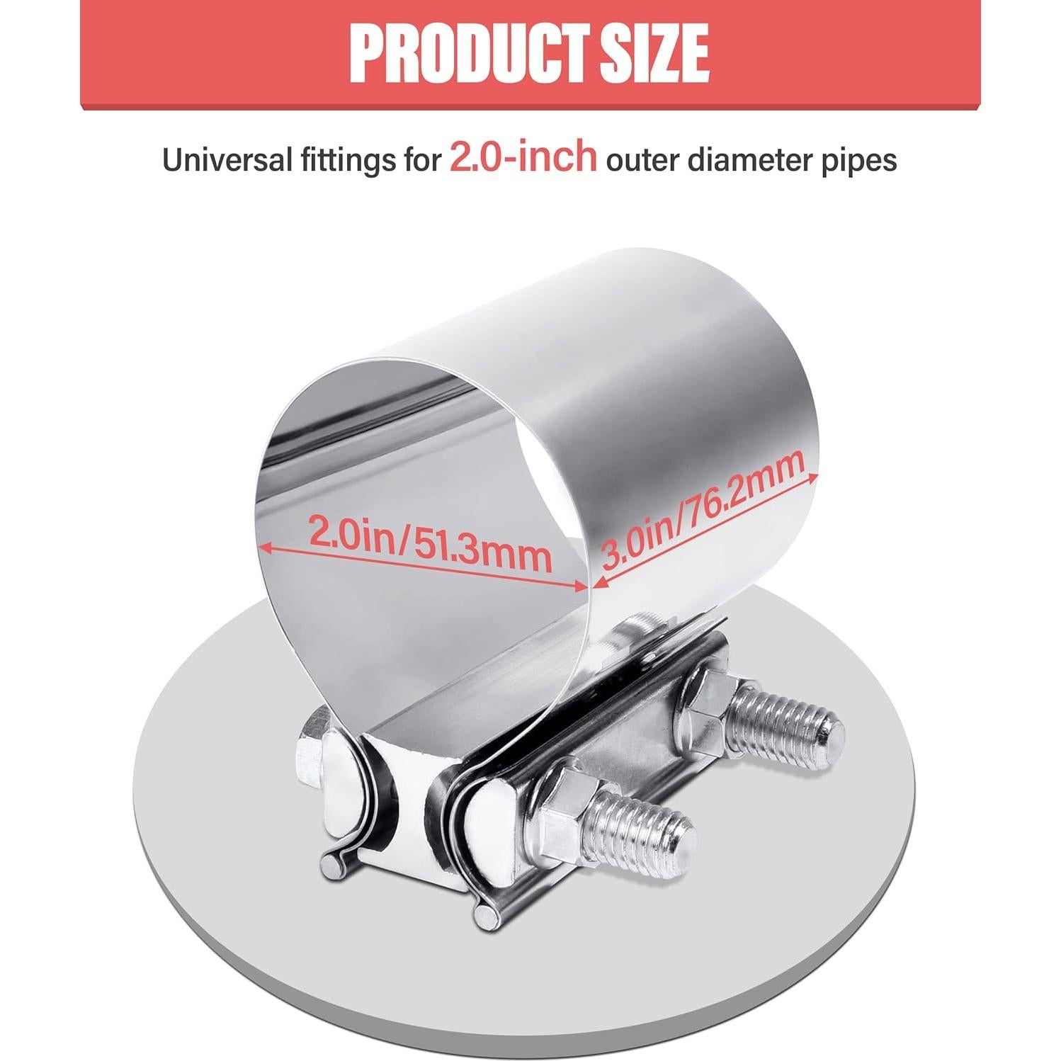 Abrazadera de Escape Acero Inoxidable Qziulr 5.08 cm Universal