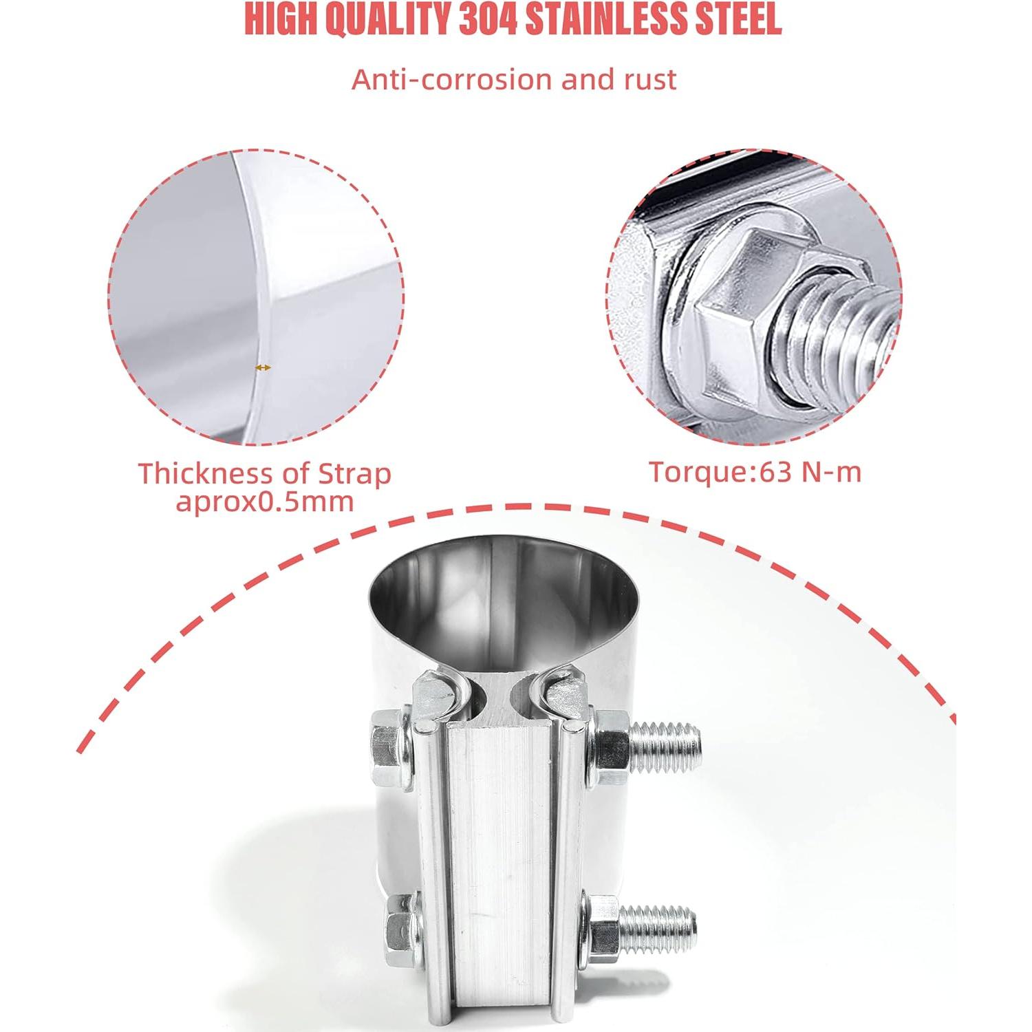 Abrazadera de Escape Acero Inoxidable Qziulr 5.08 cm Universal
