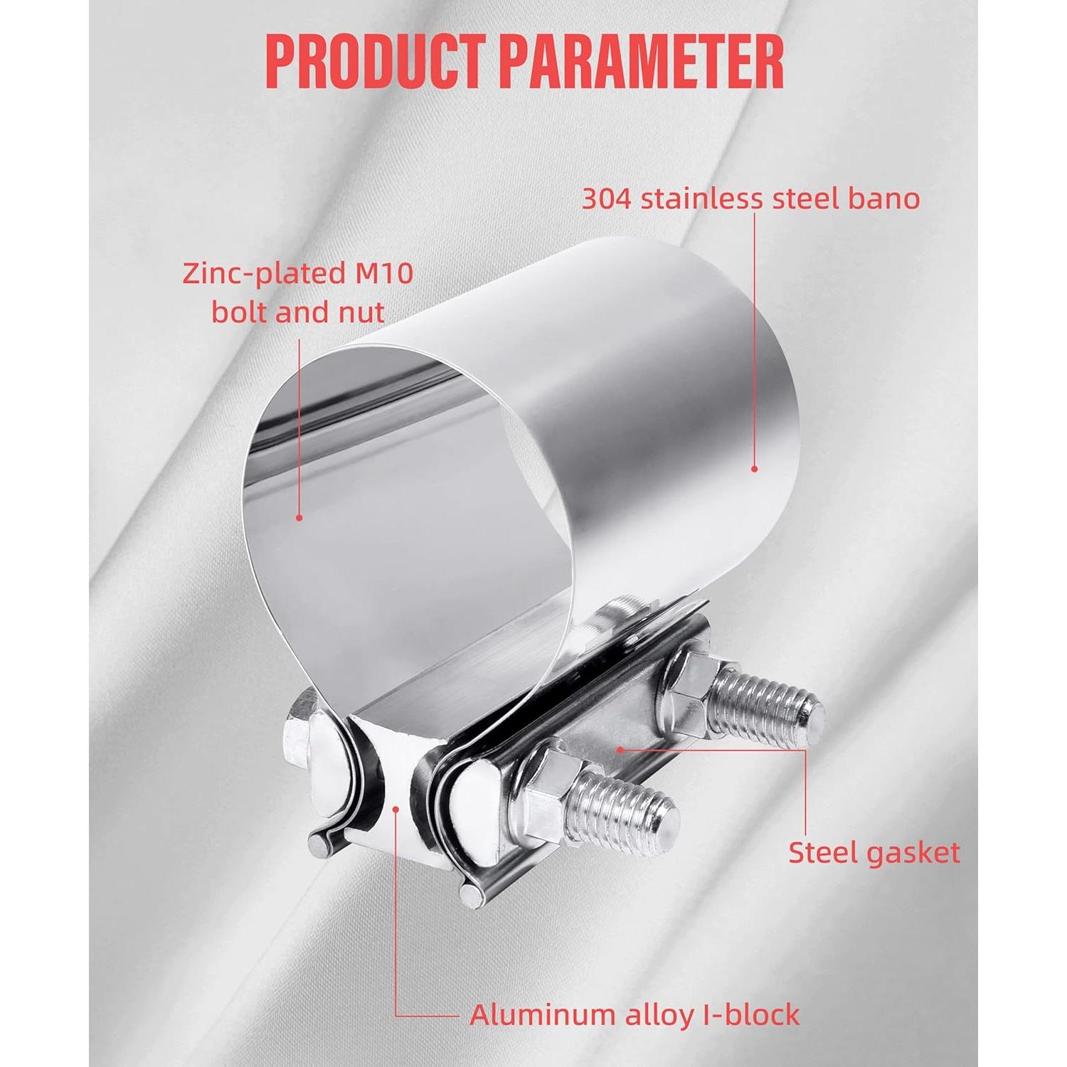 Abrazadera de Escape Acero Inoxidable Qziulr 5.08 cm Universal