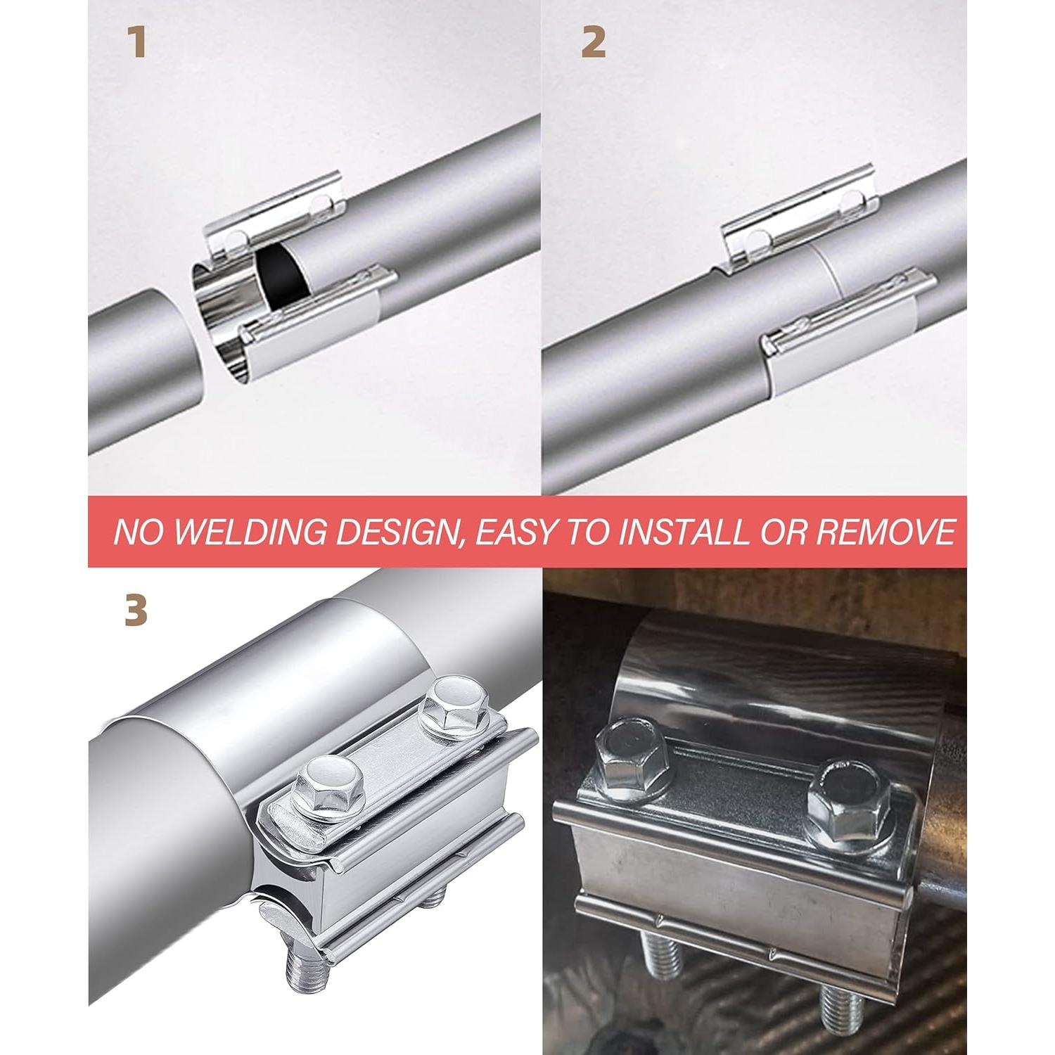 Abrazadera de Escape Acero Inoxidable Qziulr 5.08 cm Universal