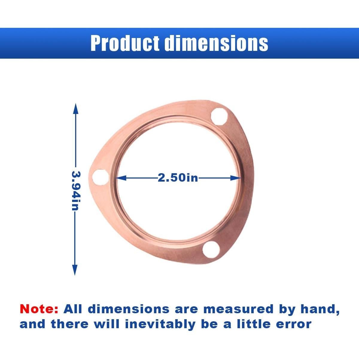 Juntas de Escape de Cobre LAINLOY 2.5" 2 Piezas Reutilizables