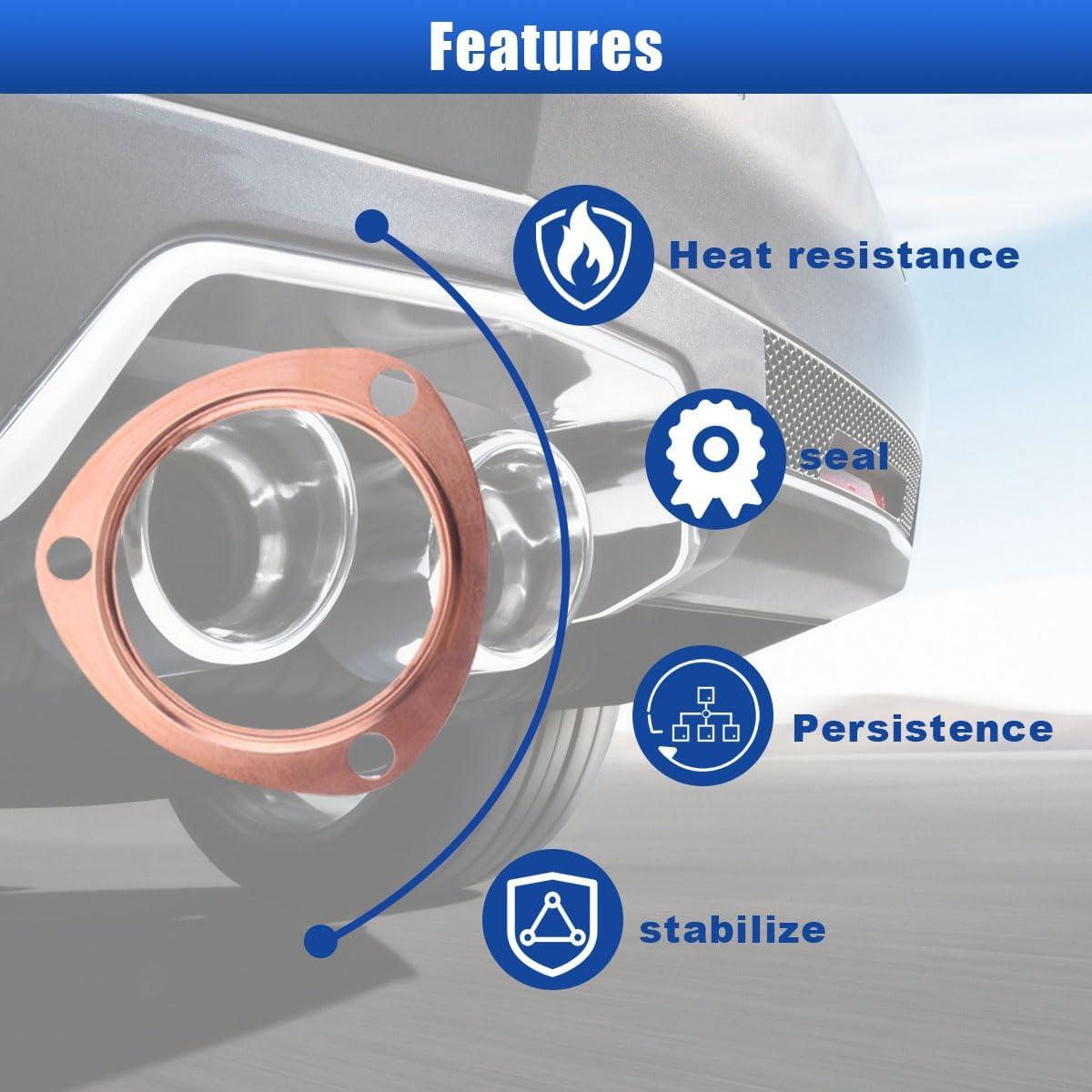 Juntas de Escape de Cobre LAINLOY 2.5" 2 Piezas Reutilizables