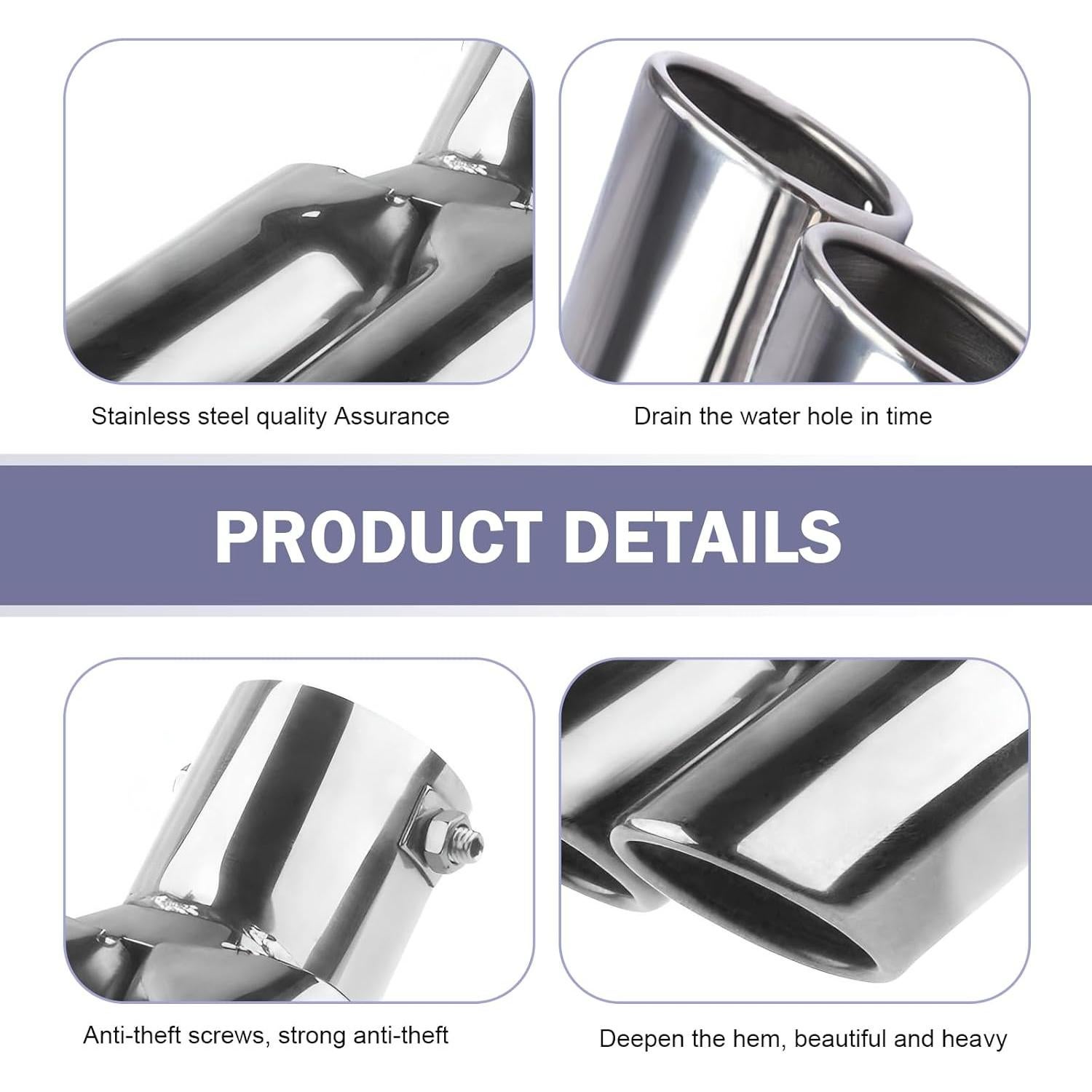 Punta de Escape Doble Arwrilt 2.5" Acero Inoxidable Plata