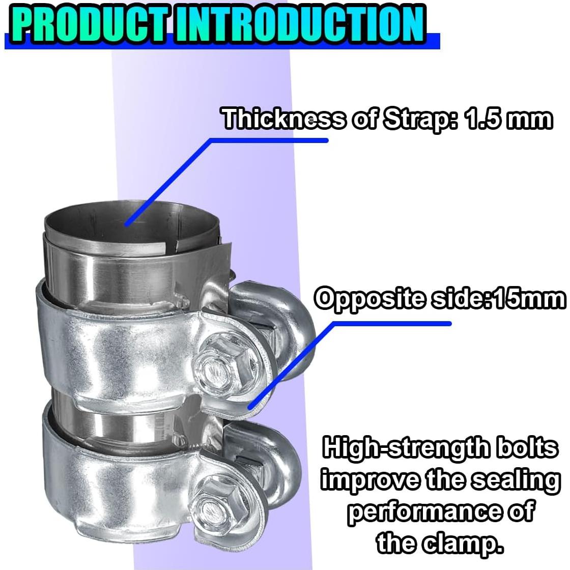 Abrazadera de Escape Automotriz UHANBUT 5.08 cm Acero Inoxidable