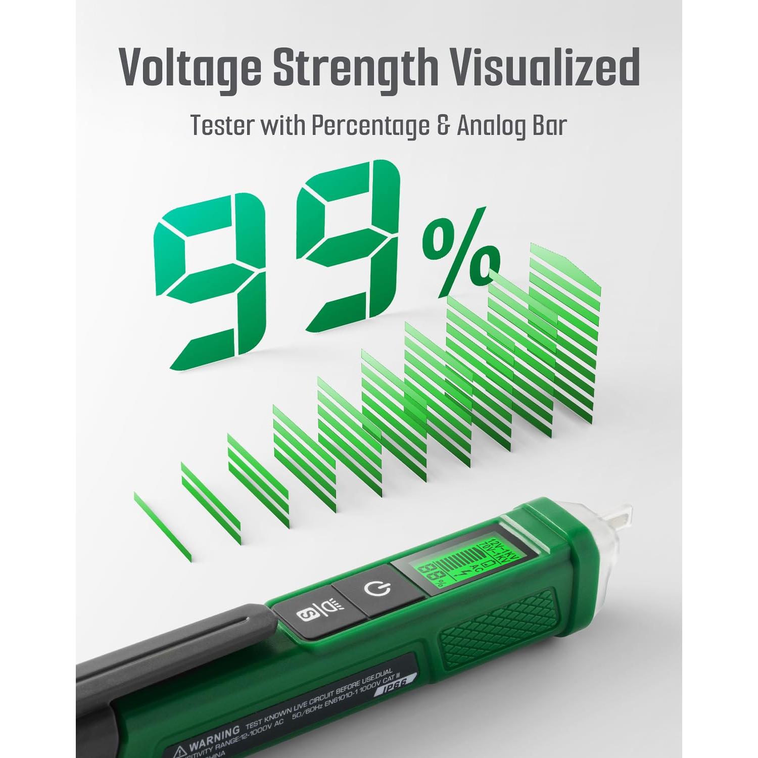 Probador de Voltaje TESMEN TN-213 Sin Contacto 12-1000V Verde