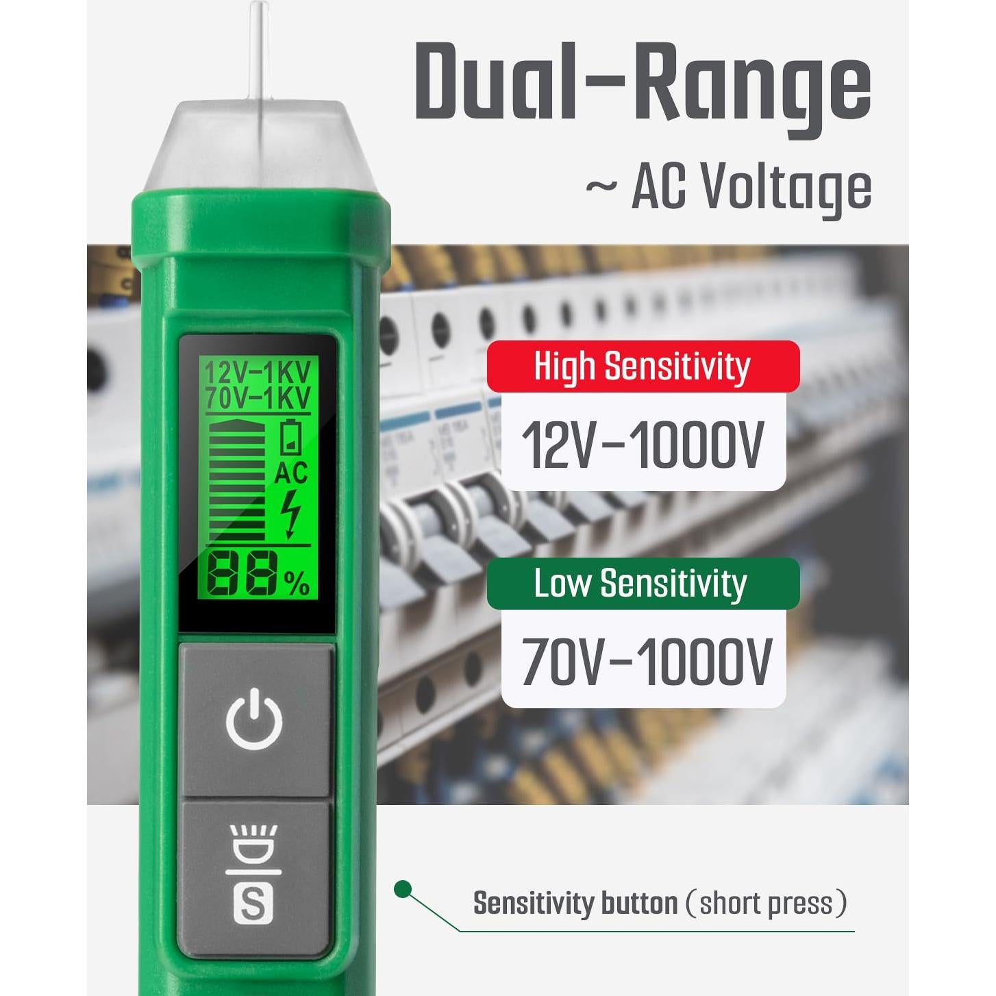 Probador de Voltaje TESMEN TN-213 Sin Contacto 12-1000V Verde