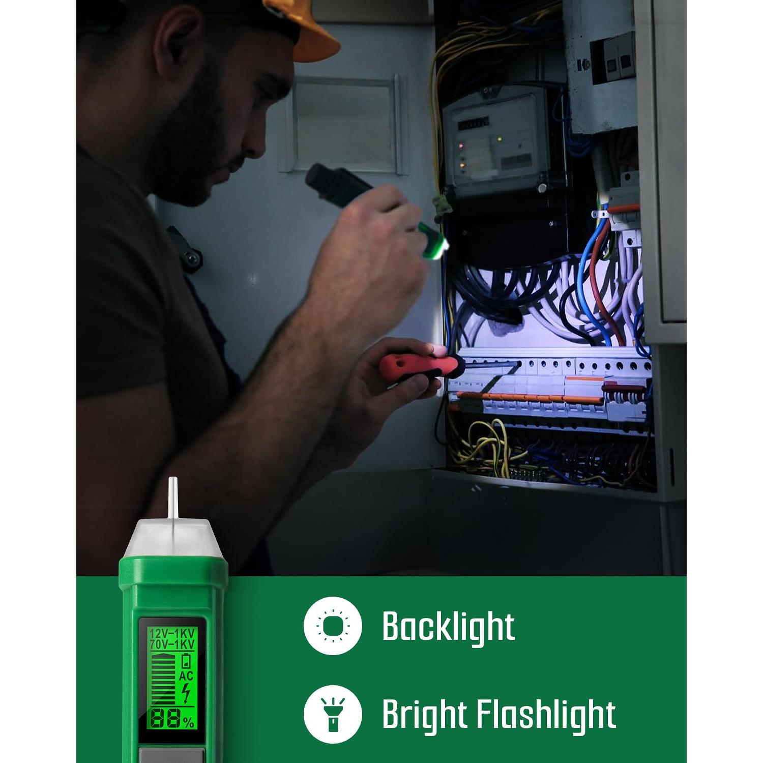 Probador de Voltaje TESMEN TN-213 Sin Contacto 12-1000V Verde