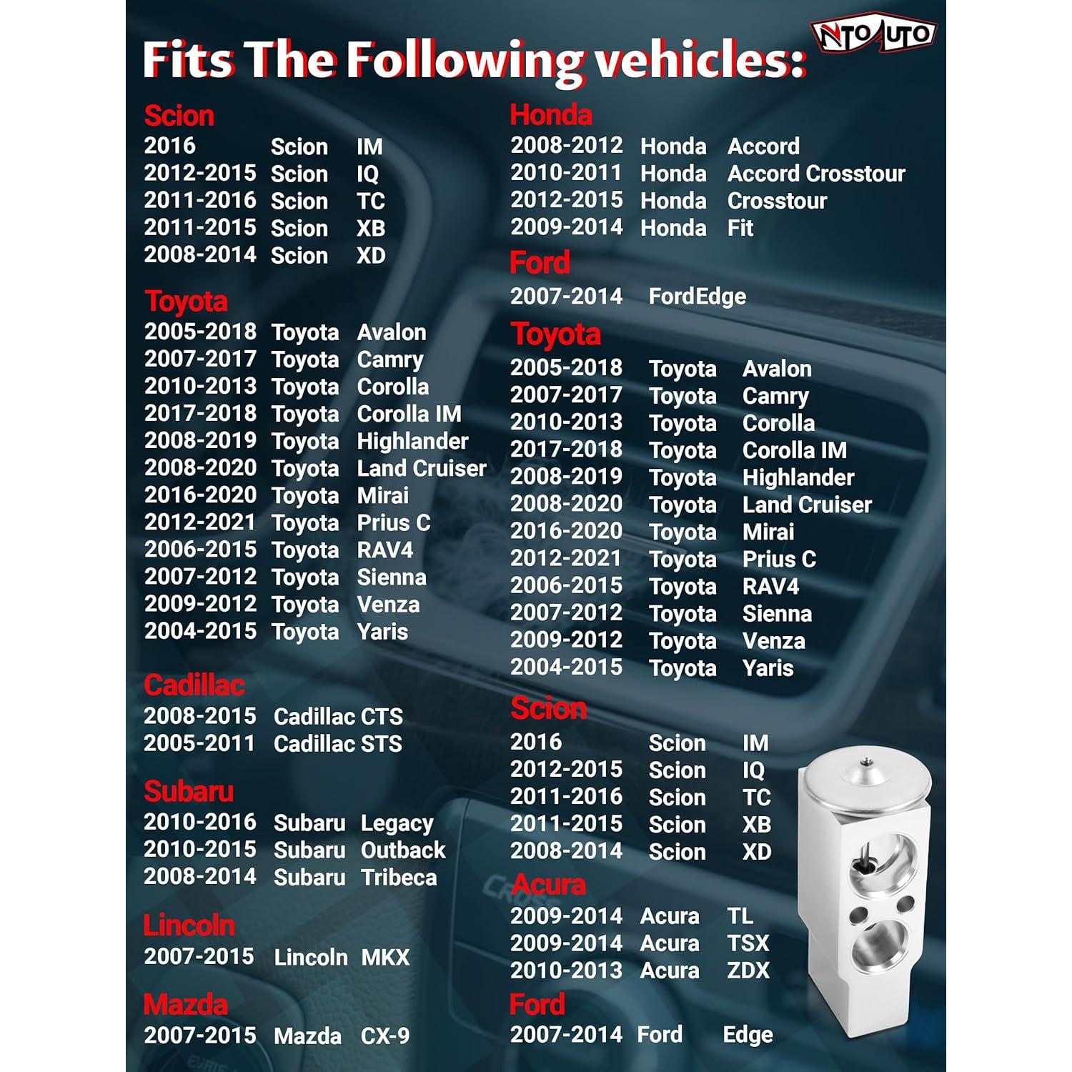 Válvula de Expansión A/C Ntoauto 10292C para Sienna, Land Cruiser