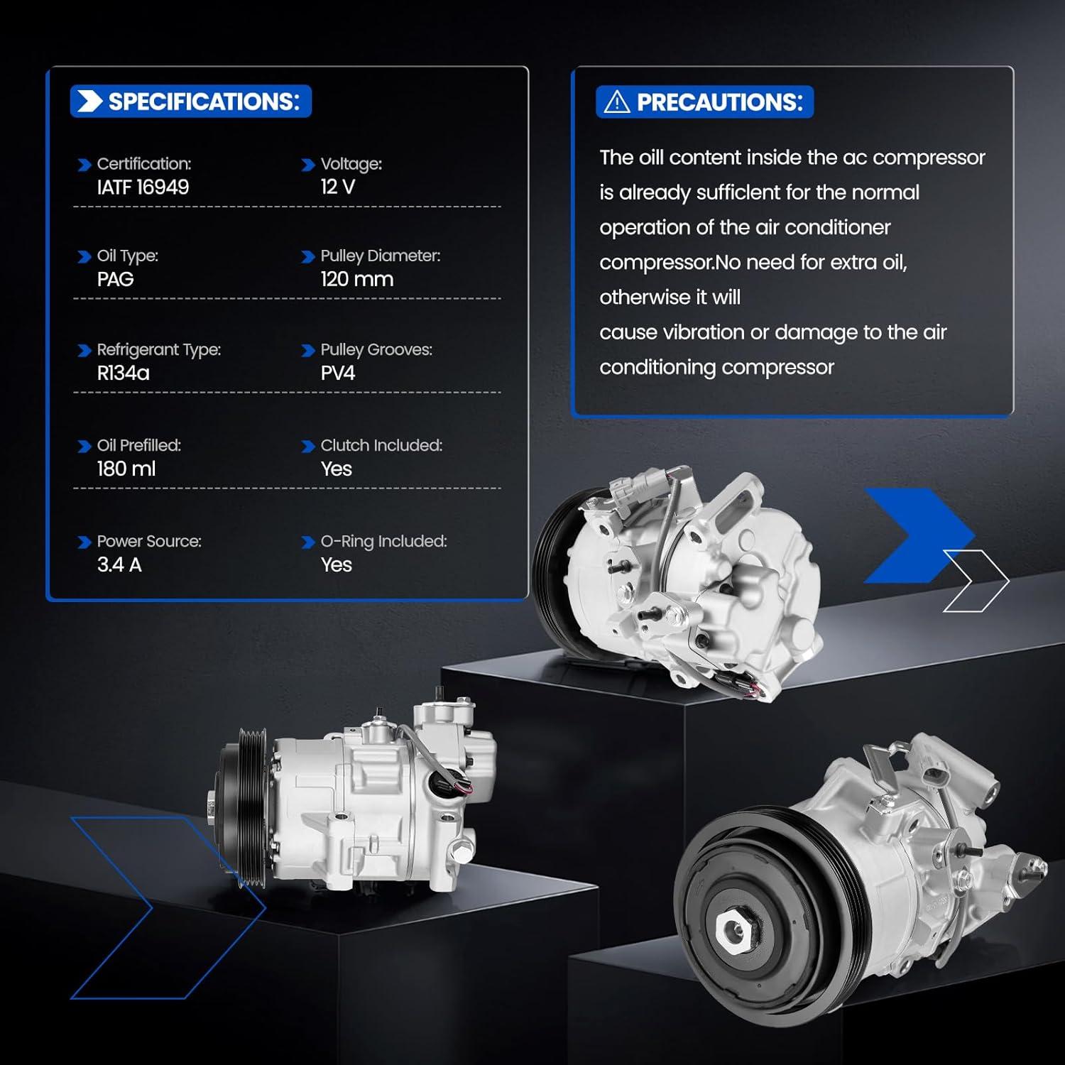 Compresor de Aire Acondicionado SYKRSS 157318 para Toyota Yaris 2007-2012