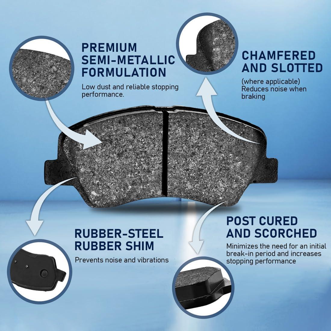 Juego de 8 Pastillas de Freno Semimetálicas Nxolnf para Toyota Yaris 2012-2018