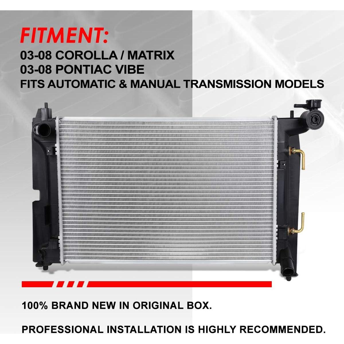 Radiador Auto Dynasty 1 Fila Aluminio Corolla Matrix 03-08