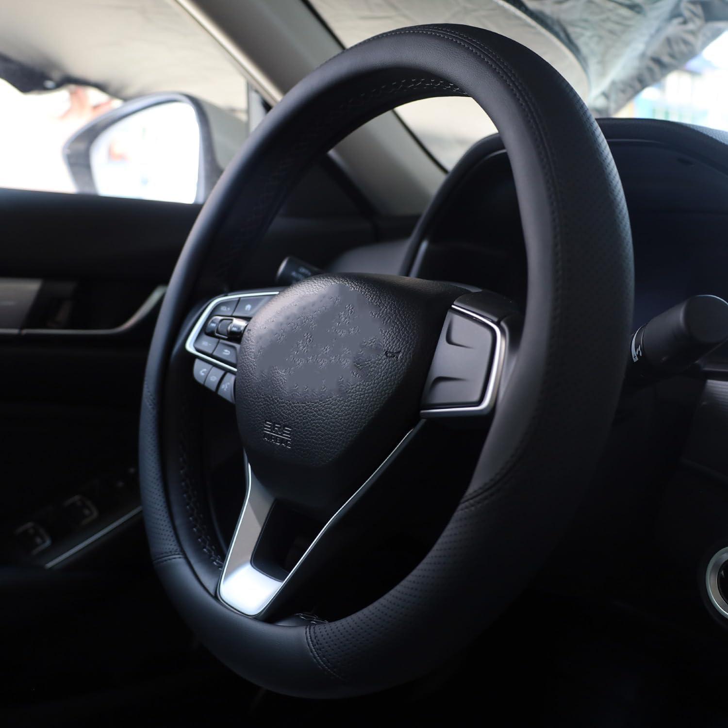 Funda de Volante SZYUCHEN para Toyota 14.5-15 Pulgadas Cuero Negro