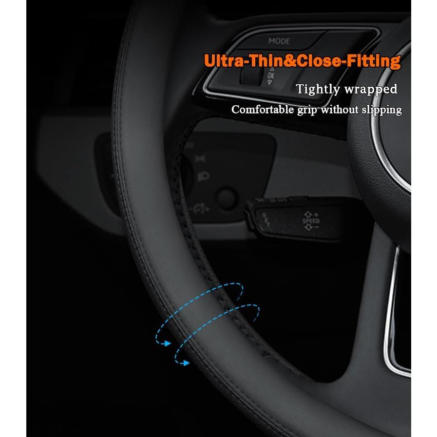 Funda de Volante SZYUCHEN para Toyota 14.5-15 Pulgadas Cuero Negro