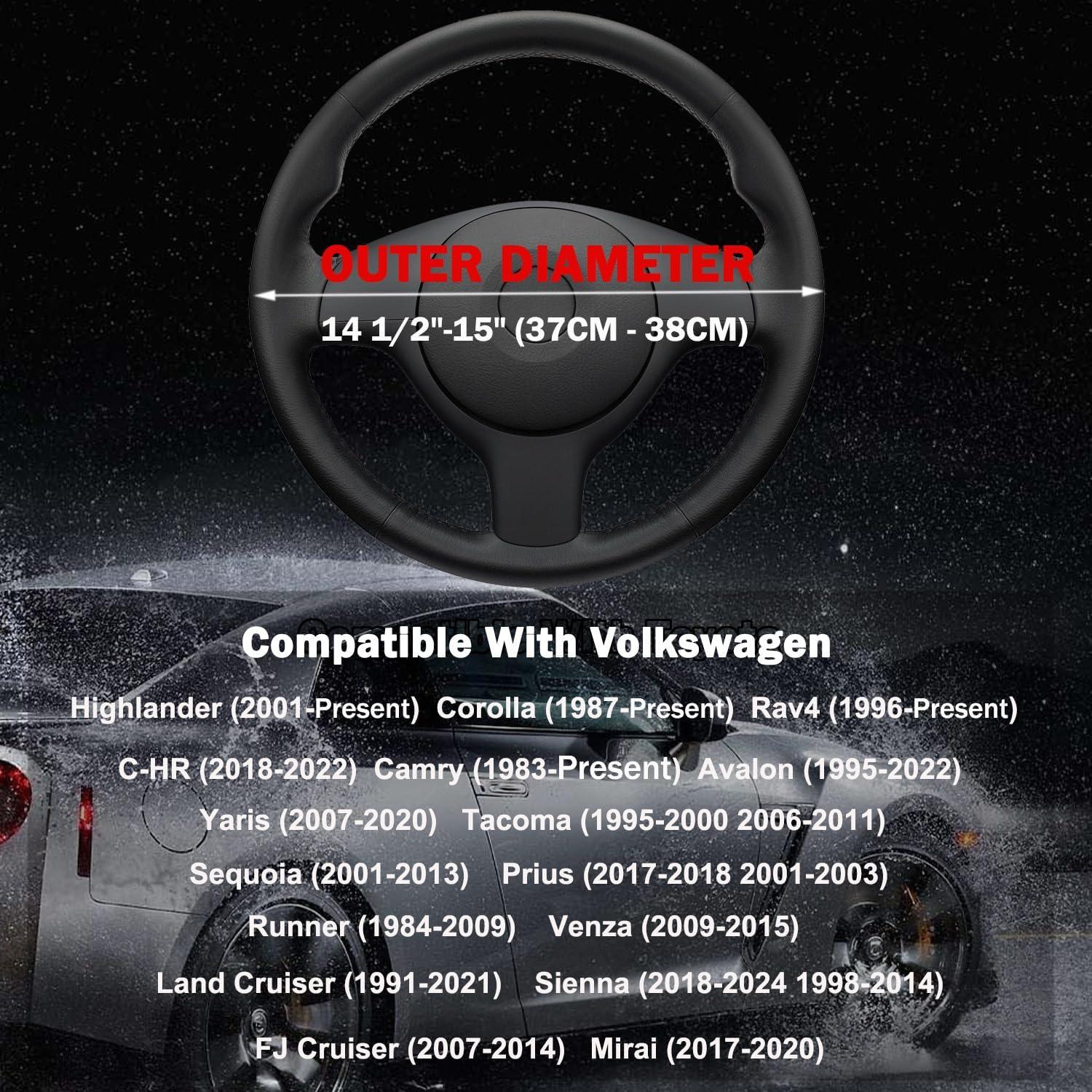 Funda de Volante SZYUCHEN para Toyota 14.5-15 Pulgadas Cuero Negro