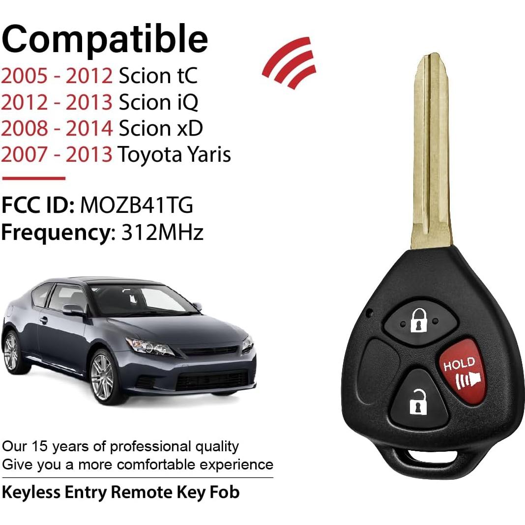 Control Remoto Llave Toyota Scion MOZB41TG 3 Botones 312MHz