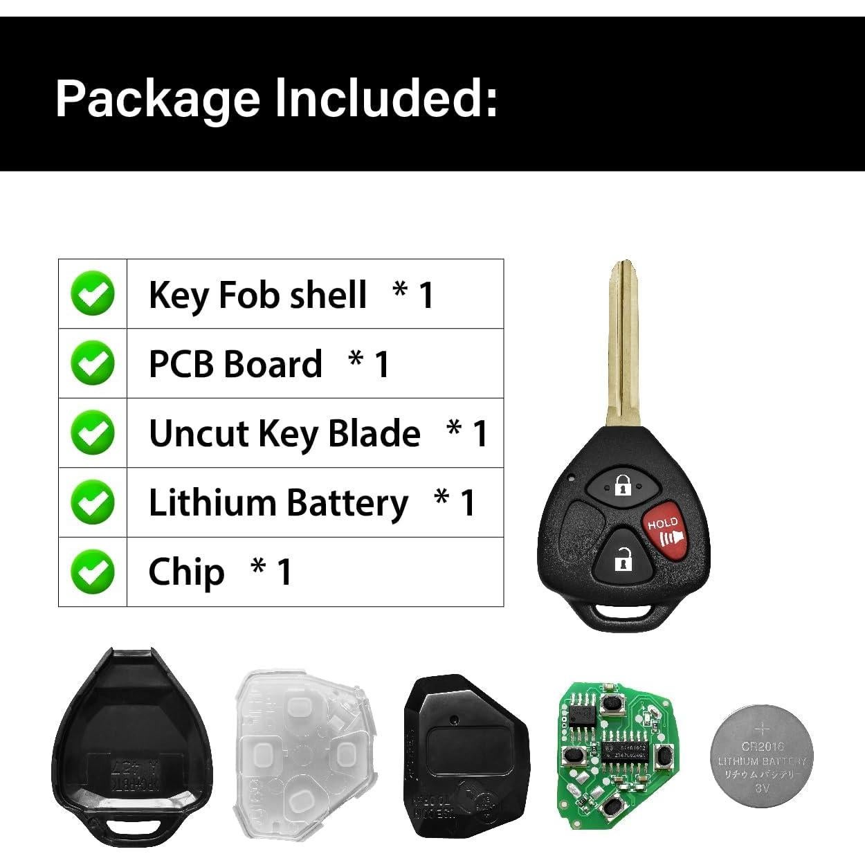 Control Remoto Llave Toyota Scion MOZB41TG 3 Botones 312MHz