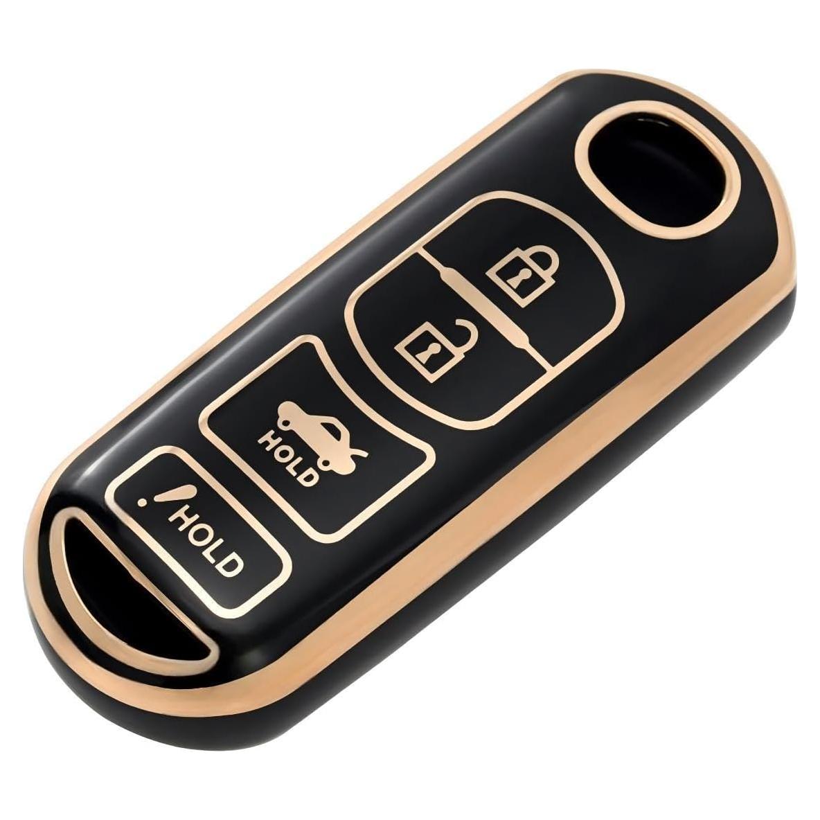 Cubierta de Llavero para Mazda YALNORVA - TPU Dorado Negro