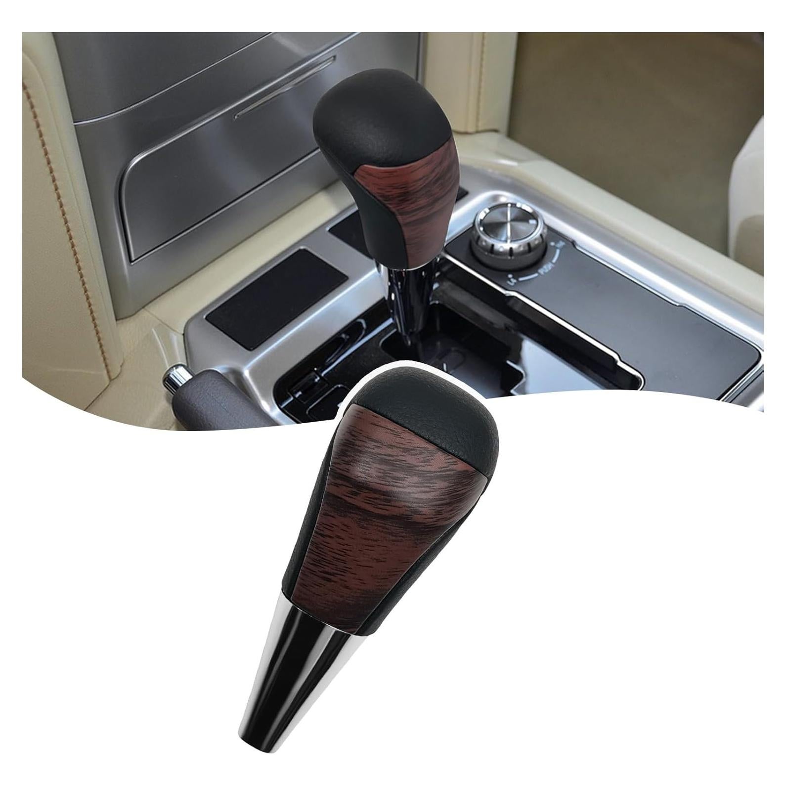 Perilla de Cambio de Marchas VKGUG de Madera y Cuero Negro