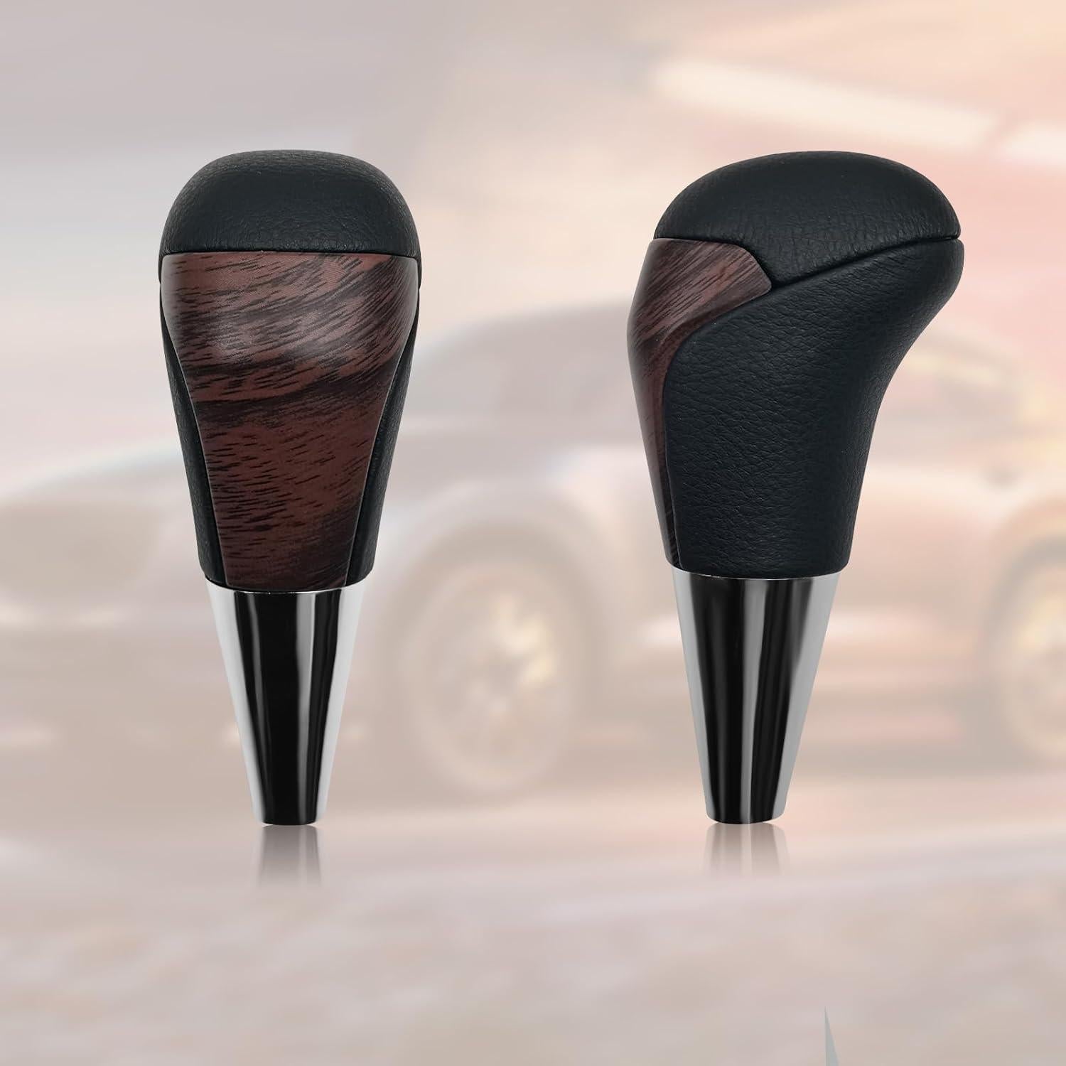 Perilla de Cambio de Marchas VKGUG de Madera y Cuero Negro