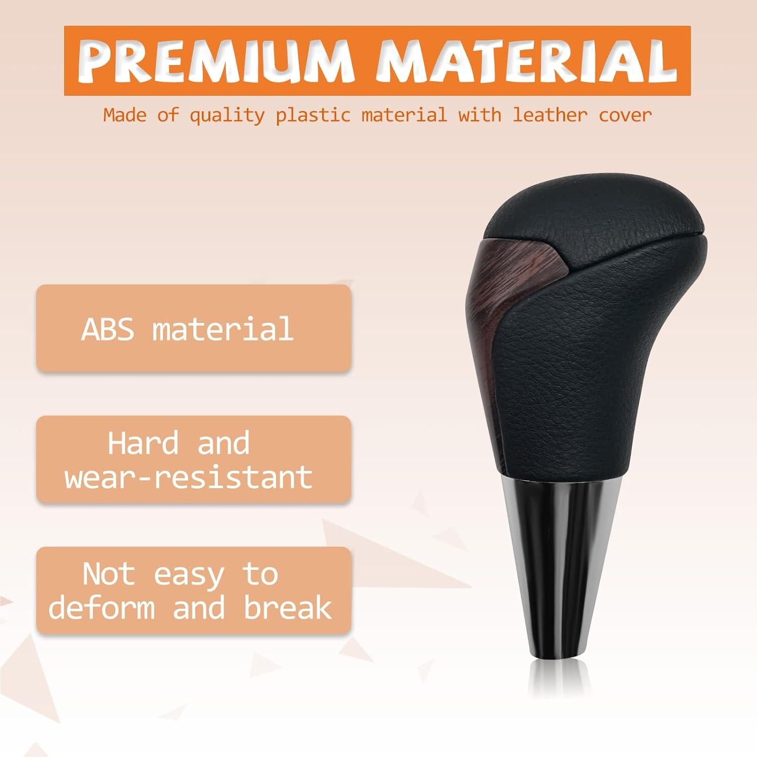 Perilla de Cambio de Marchas VKGUG de Madera y Cuero Negro