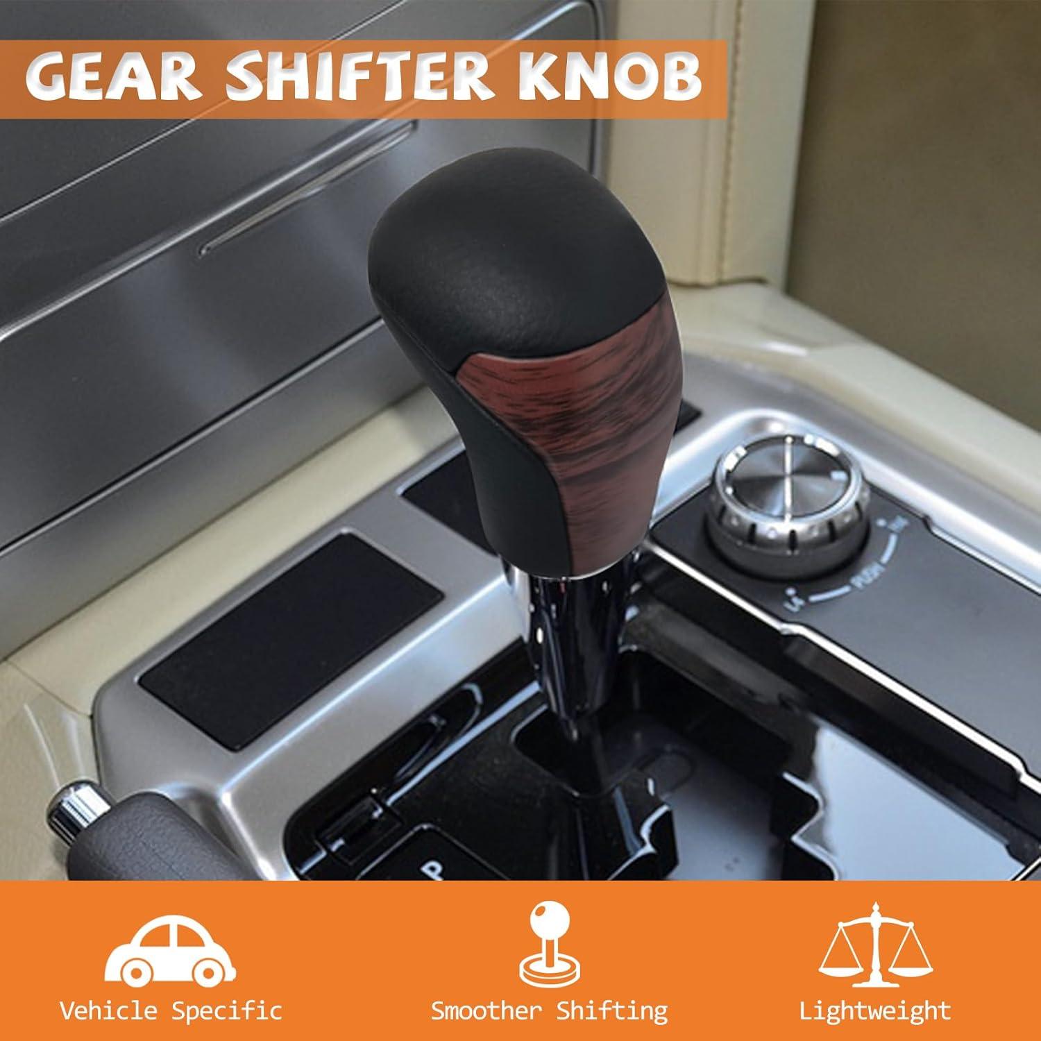 Perilla de Cambio de Marchas VKGUG de Madera y Cuero Negro