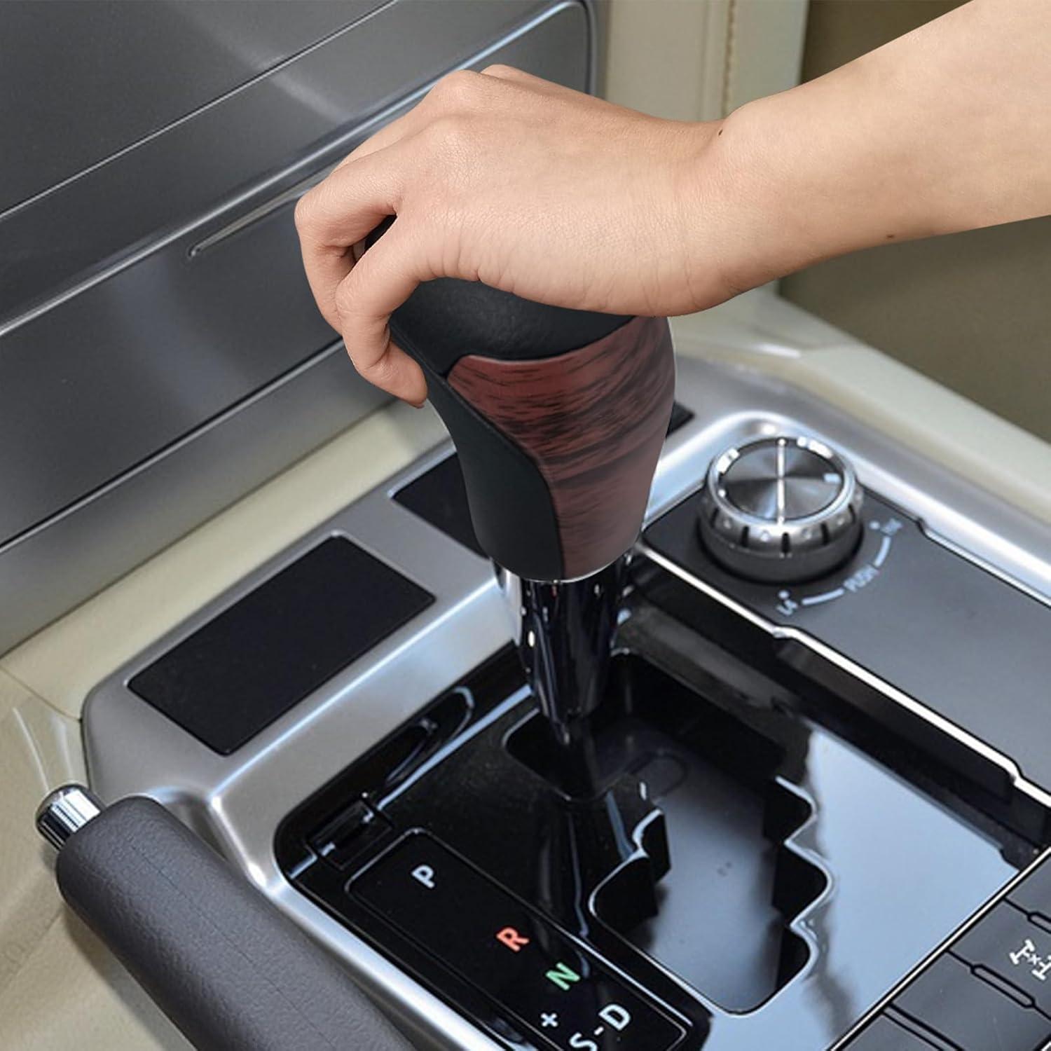 Perilla de Cambio de Marchas VKGUG de Madera y Cuero Negro