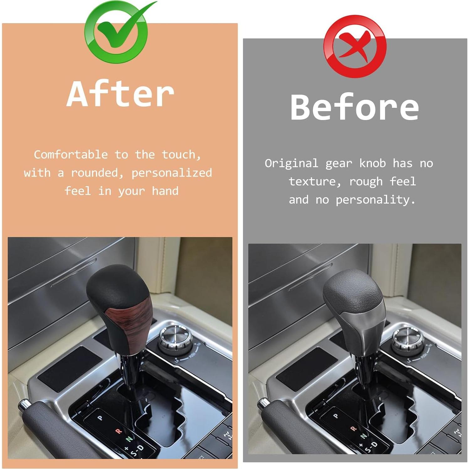 Perilla de Cambio de Marchas VKGUG de Madera y Cuero Negro