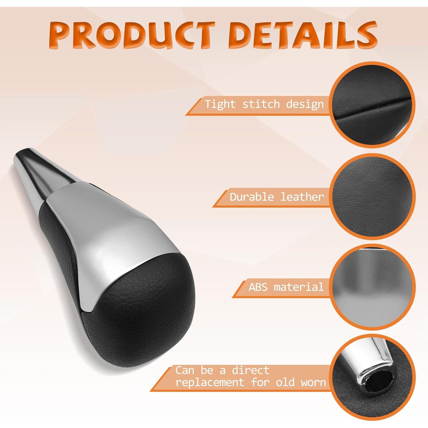 Perilla de Cambio de Marchas VKGUG Cuero Negro Plateado para Toyota