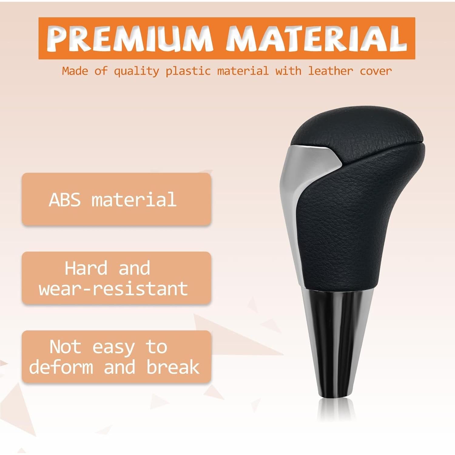 Perilla de Cambio de Marchas VKGUG Cuero Negro Plateado para Toyota