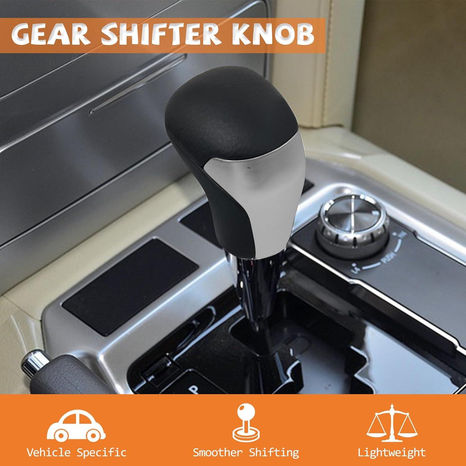 Perilla de Cambio de Marchas VKGUG Cuero Negro Plateado para Toyota