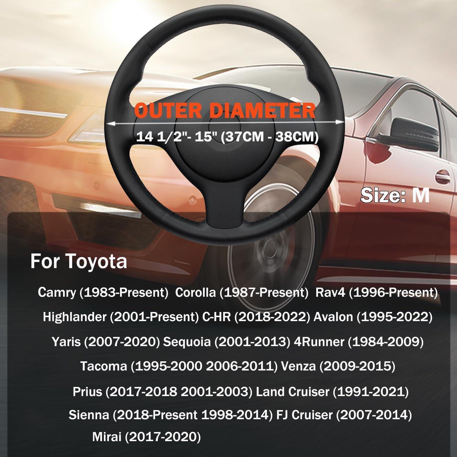 Cubierta de Volante XHRING para Toyota 14.5-15" Cuero