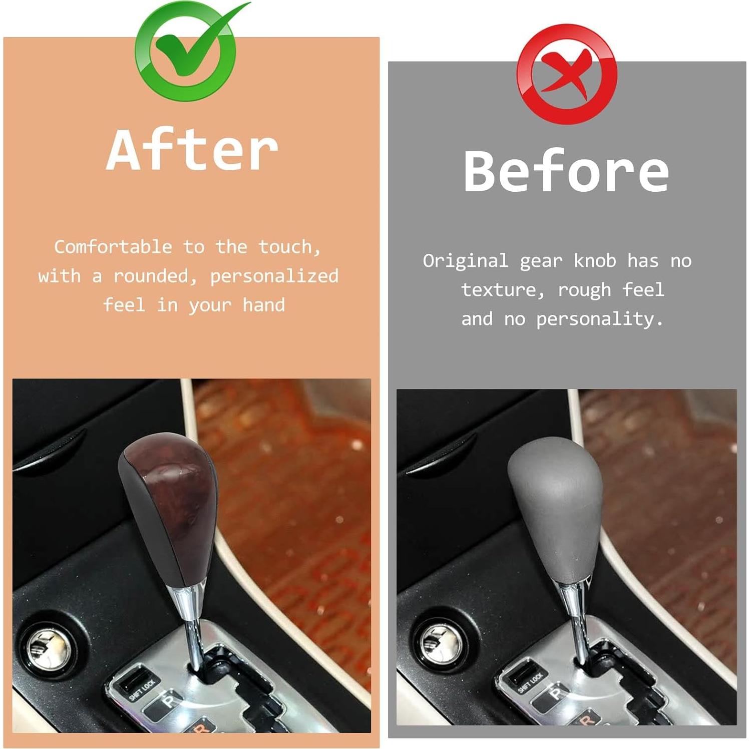 Perilla de Cambio de Marchas VKGUG Cuero Gris y Madera de Nogal