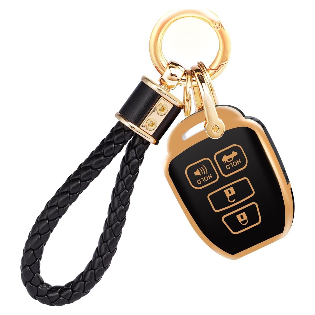 Cubierta de Llave Toyota YALNORVA con Llavero TPU Dorado Negro
