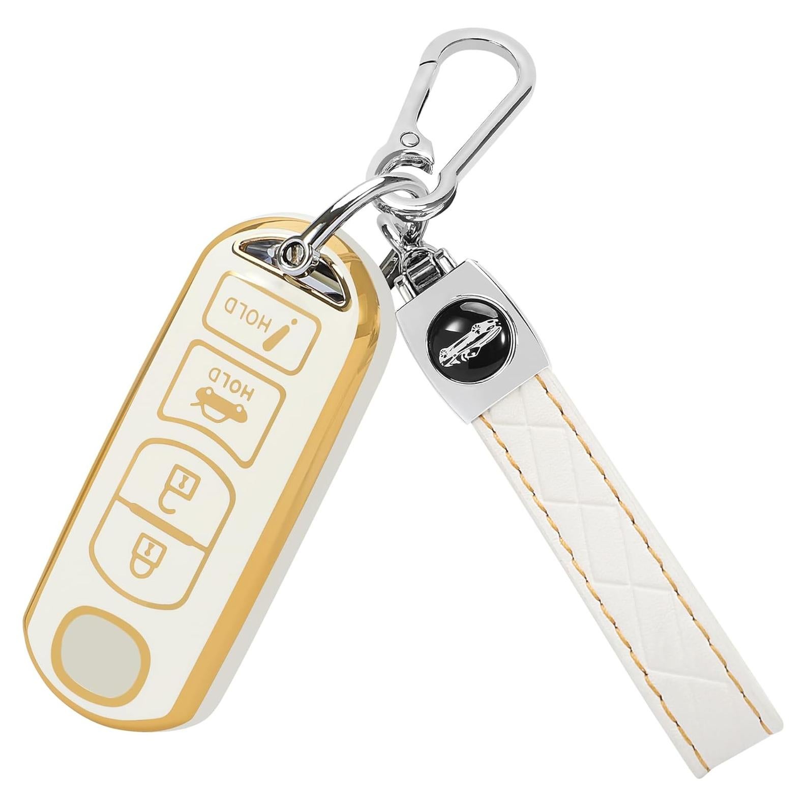 Cubierta de Llave TOMALL para Mazda 3 6 CX-3 4 Botones Blanco