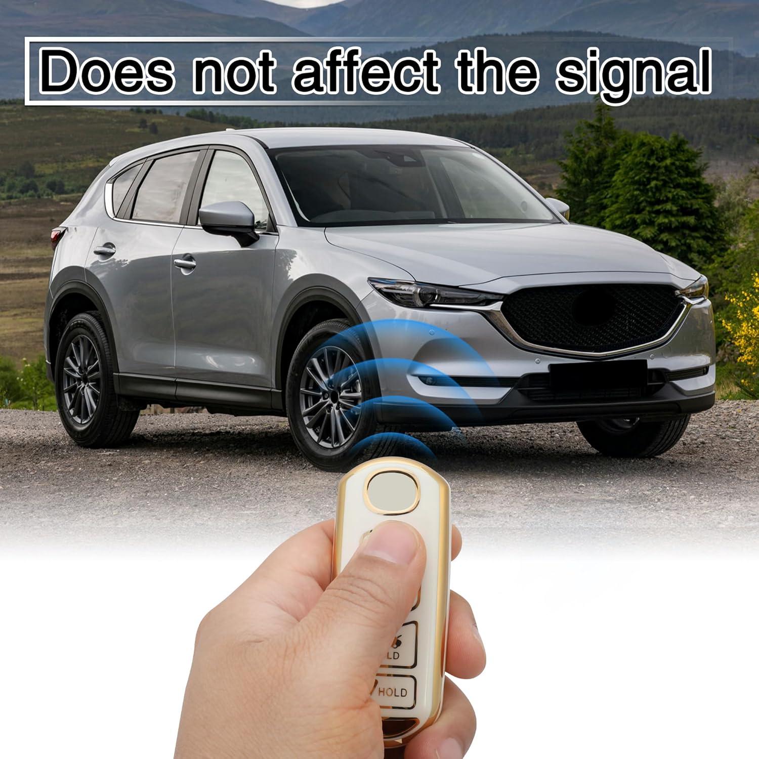 Cubierta de Llave TOMALL para Mazda 3 6 CX-3 4 Botones Blanco