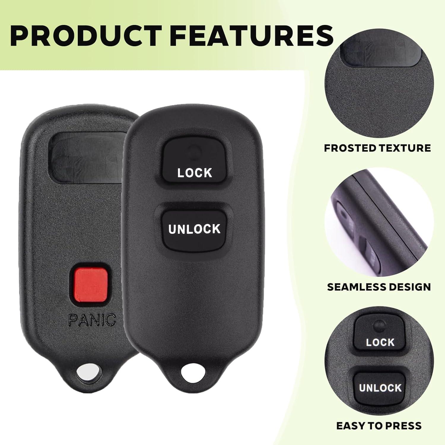 Funda de Llavero Toyota 3 Botones Reemplazo ABS Negro