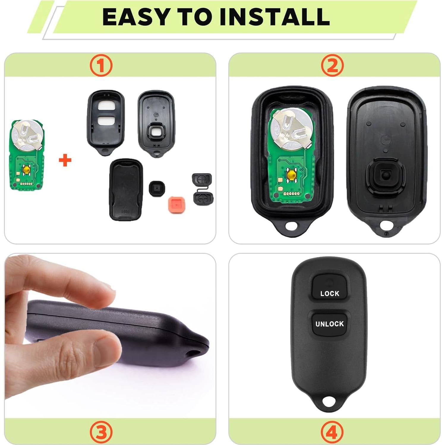 Funda de Llavero Toyota 3 Botones Reemplazo ABS Negro