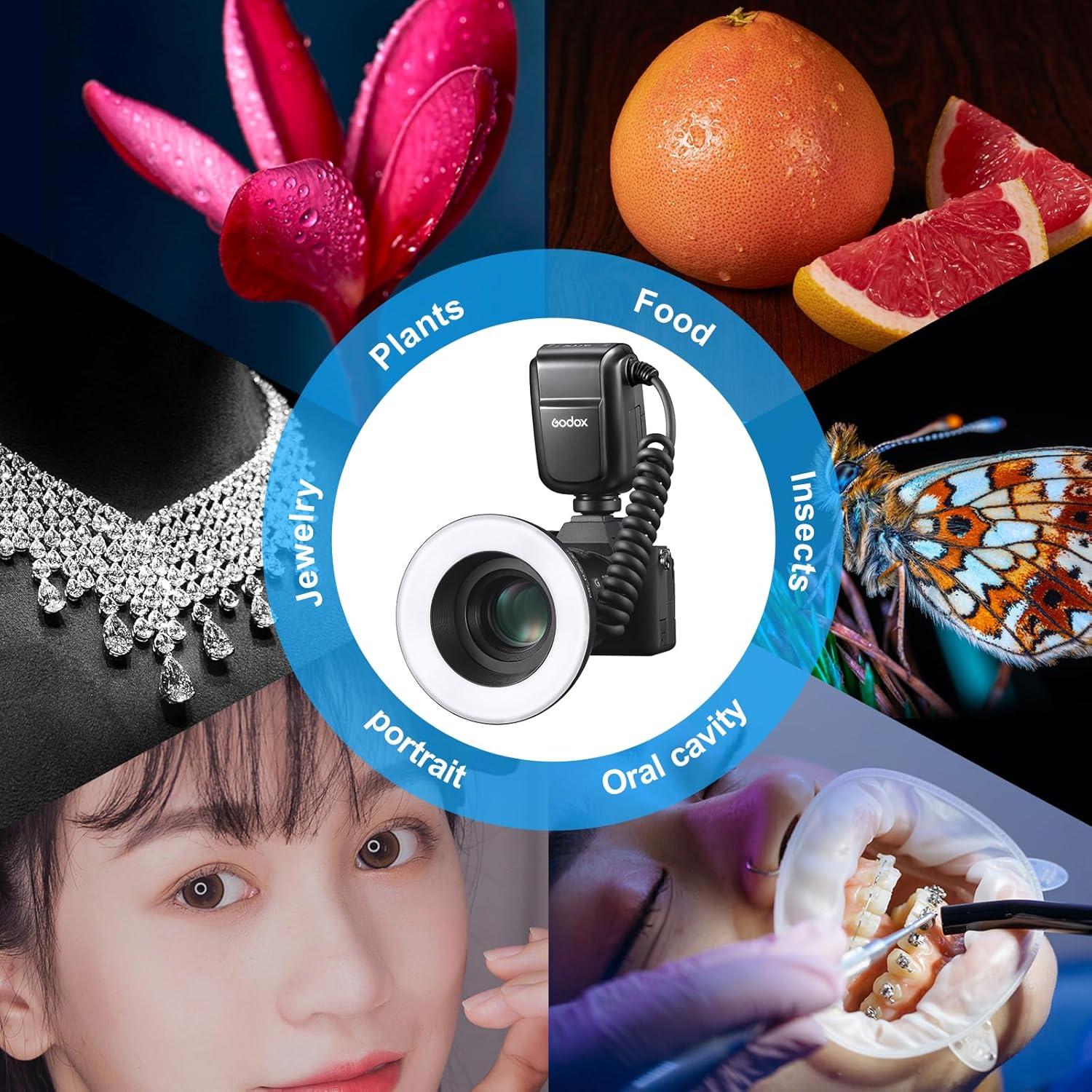 Flash Macro de Anillo GODOX MF-R76N para Nikon TTL 76Ws