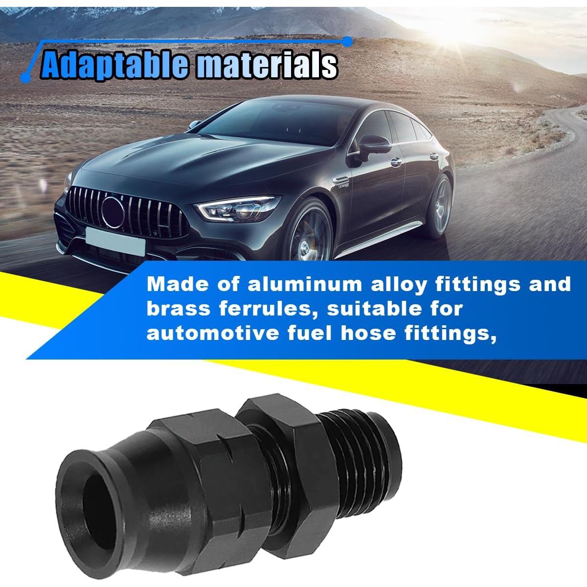 Automotive Fuel Adapter, 6AN Male Flare to 5/16" Hose Fuel Straight Connector, Aluminum Alloy Hardline Compression Tube Fitting, Auto Replacement Fuel System Accessorie (6AN to 5/16)