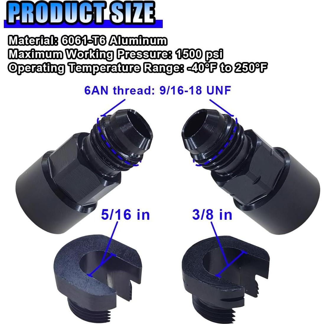 Conector Rápido de Combustible KITUREK 6AN 3/8" y 5/16"