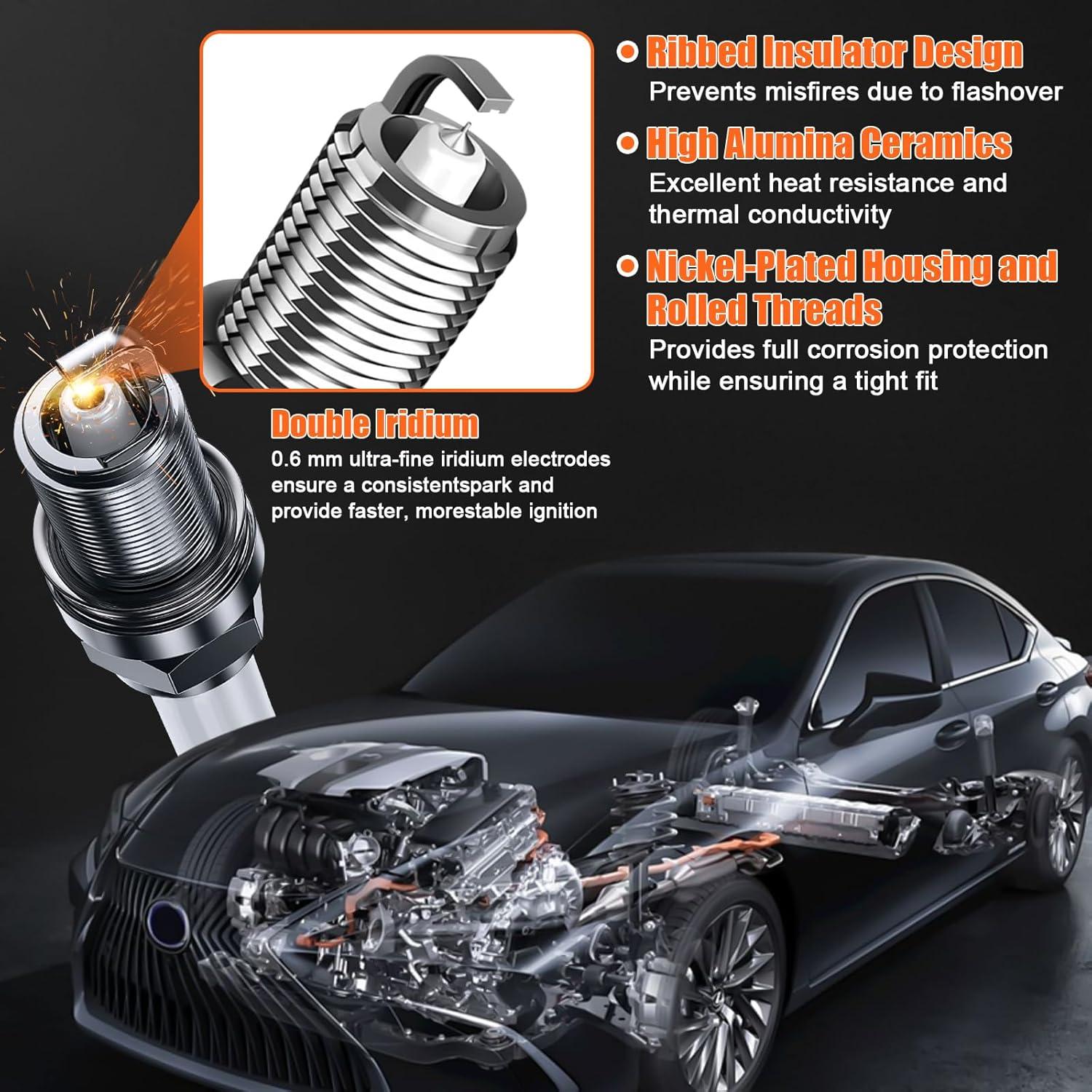 4 Bobinas de Encendido y Bujías GYbenzi UF316 para Toyota