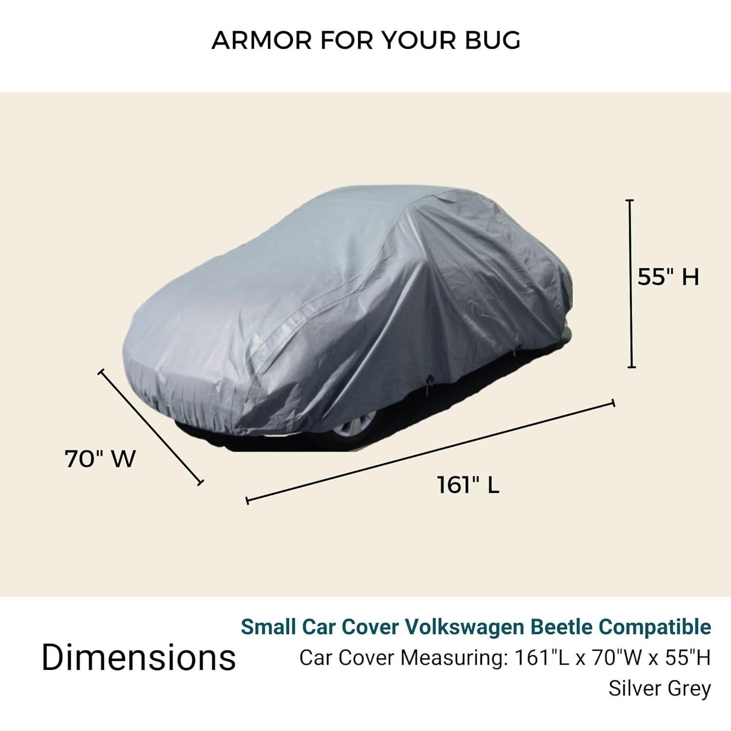 Cubierta de coche Formosa Covers VW Beetle 409x178x140 cm Gris
